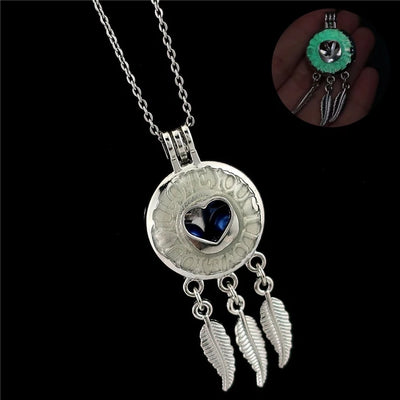 Glow-in-the-Dark Dreamcatcher Pendant with Pearl Cage