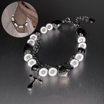 Multi-Panel Reflective Pearl Bracelet