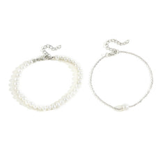 Double‑Layer Pearl Anklet Set – Stylish, Simple & Versatile (2‑Piece Set)
