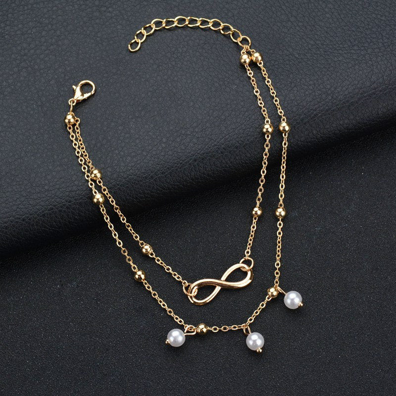 Retro‑Style Artificial Pearl Anklet