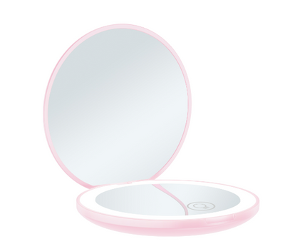 Portable LED Beauty Mirror with 2× Magnification – Compact Travel Makeup Light