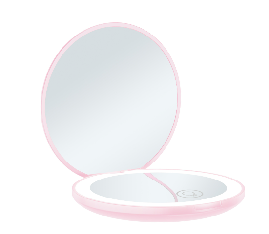 Portable LED Beauty Mirror with 2× Magnification – Compact Travel Makeup Light