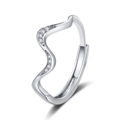 Fashion Water Wave Adjustable Ring – Silver & Gold Electroplated Design