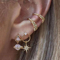 Diamond-Encrusted Octagon Clip Earring