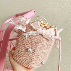 Pink Ins Style Sweet Bow Pearl Kids