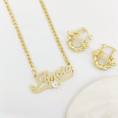 Personalized DIY Name Necklace with Heart Birthstone — Custom Jewelry Gift