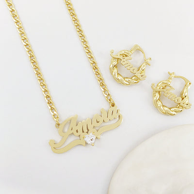 Personalized DIY Name Necklace with Heart Birthstone — Custom Jewelry Gift