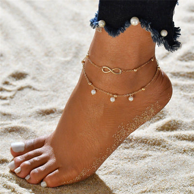 Retro‑Style Artificial Pearl Anklet