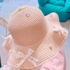 Pink Ins Style Sweet Bow Pearl Kids