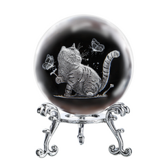 Mysti Glow Crystal Ball — Laser‑Engraved Moon Rabbit Nature Sphere (6cm White Crystal)