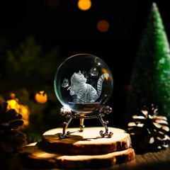 Mysti Glow Crystal Ball — Laser‑Engraved Moon Rabbit Nature Sphere (6cm White Crystal)