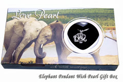 Love Pearl Elephant Pendant Wish Pearl Gift Box with two elephants on the packaging.