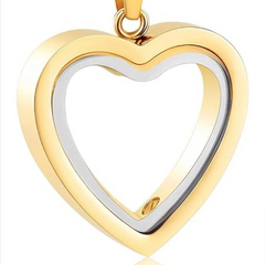 Gold and silver heart-shaped pendant on a white background