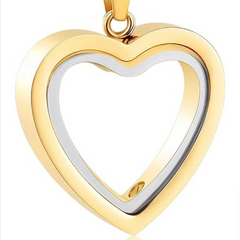 Gold heart-shaped pendant on a white background