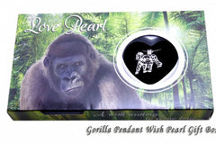 Gorilla pendant wish pearl gift box with packaging featuring a gorilla and tropical design.