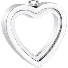 Silver heart-shaped pendant on a white background