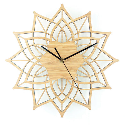 Natural Wood Lotus Bamboo Wall Clock – Elegant, Serene & Nature‑Inspired