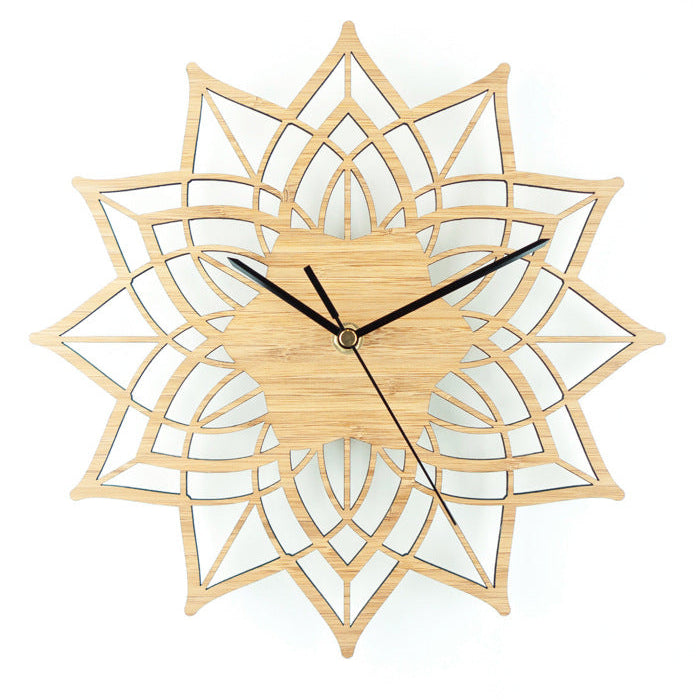 Natural Wood Lotus Bamboo Wall Clock – Elegant, Serene & Nature‑Inspired