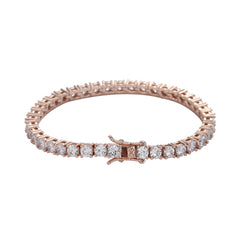Rose gold bracelet with diamonds on a white background