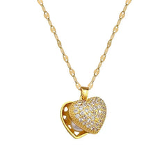 Classic Heart Snake Chain Necklace – Stainless Steel with Zircon Accent
