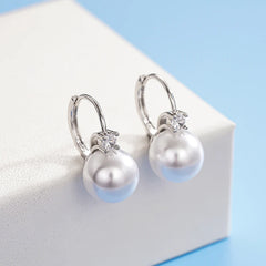 Geometric Pearl Drop Earrings – Silver or Gold