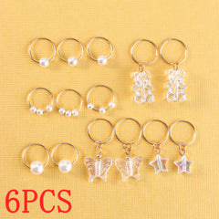 14‑Piece Girls Pink Pearl Star & Butterfly Elastic Hair Band Set
