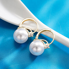 Geometric Pearl Drop Earrings – Silver or Gold