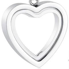 Silver heart-shaped pendant on a white background