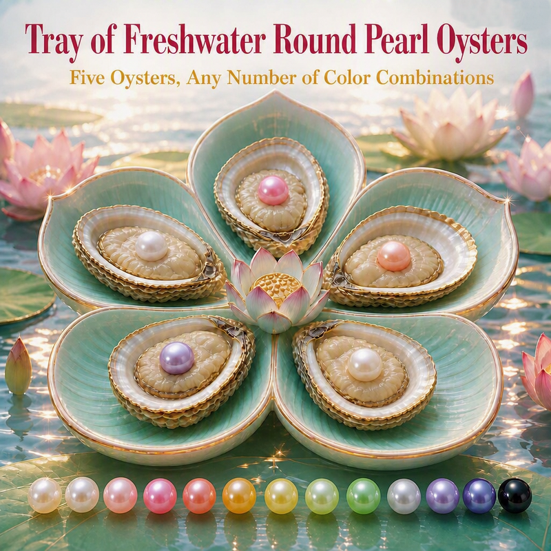 Tray of Freshwater Round Pearl Oysters
