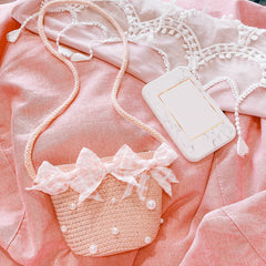 Pink Ins Style Sweet Bow Pearl Kids
