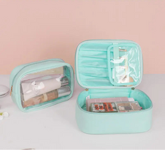 2pcs Waterproof PU Leather Travel Cosmetic Bags