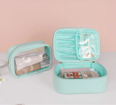 2pcs Waterproof PU Leather Travel Cosmetic Bags