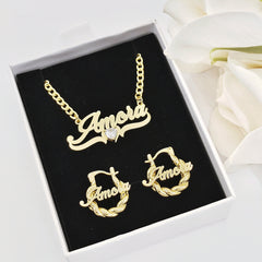 Personalized DIY Name Necklace with Heart Birthstone — Custom Jewelry Gift
