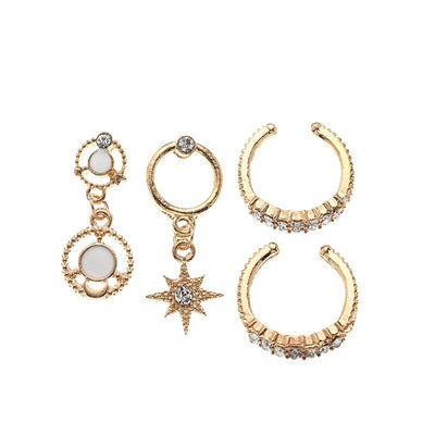 Diamond-Encrusted Octagon Clip Earring
