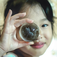 Mysti Glow Crystal Ball — Laser‑Engraved Moon Rabbit Nature Sphere (6cm White Crystal)