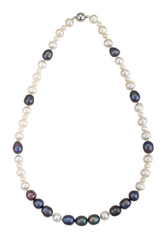 20" Graduated Black and White Freshwater Pearl Necklace 3mm-11mm