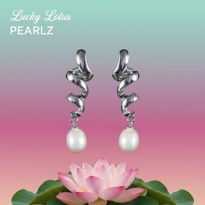 Twisted Ribbon Freshwater Pearl Earrings · Sterling Silver